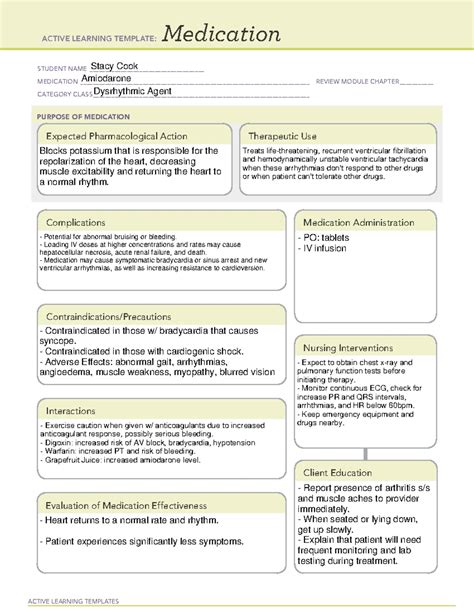 ATI Medication Template - PCN - ACTIVE LEARNING TEMPLATES Medication ...