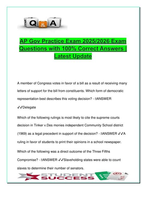AP Gov Practice Exam | 2025/2026 Edition | 70+ Multiple Choice ...