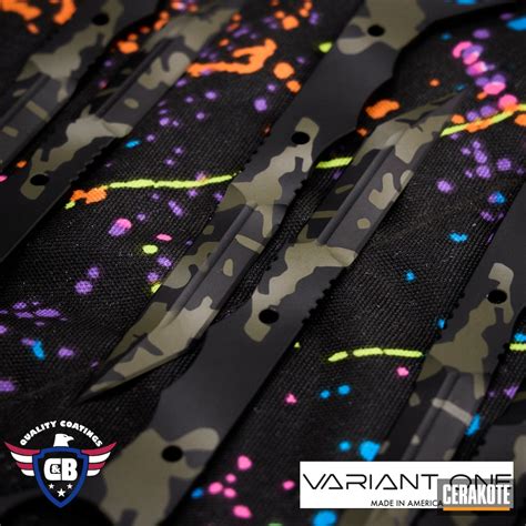 Custom Camo knives coated for Variant One | Cerakote