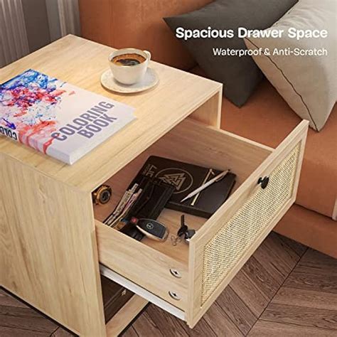 Rattan Nightstand Set of 2, Bedside Table with | Ubuy India