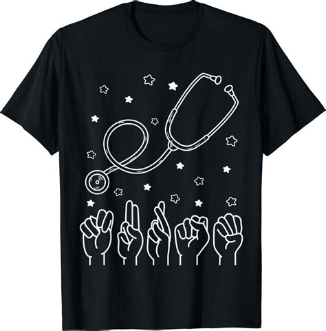 Nurse ASL Nurse American Sign Language Nursing Stethoscope T-Shirt - Walmart.com