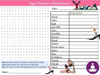 Yoga Positions Wordsearch Puzzle Sheet Keywords Activity Health Wellbeing