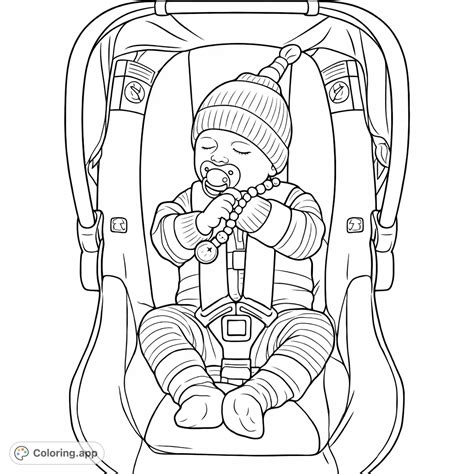 Sleeping Baby Car Seat - Coloring.app