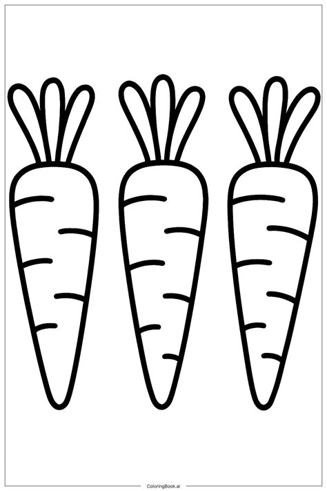 Three Carrots In A Row Coloring Page (Free PDF&PNG Printable)
