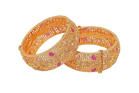 Buy Traditional High Gold Plated Elegant Brass Bridal Patla Kada Baliya ...