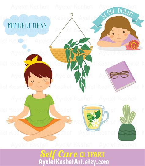 Self Care Clipart Set. Cute Clipart Bundle of Wellbeing and Health, for ...