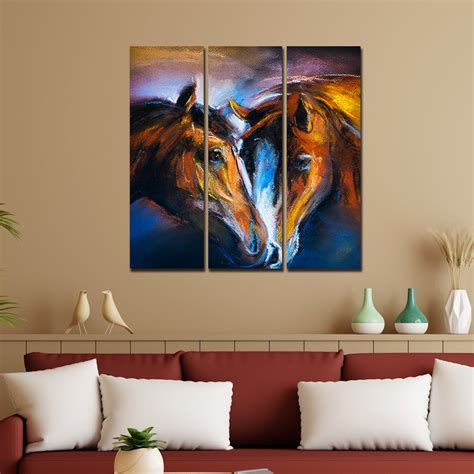 A Couple of Horses Canvas Wall Painting of 3 Pieces – Homcraft