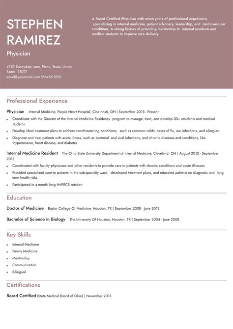 Medical Doctor Resume Examples and Templates for 2025 - ResumeBuilder.com