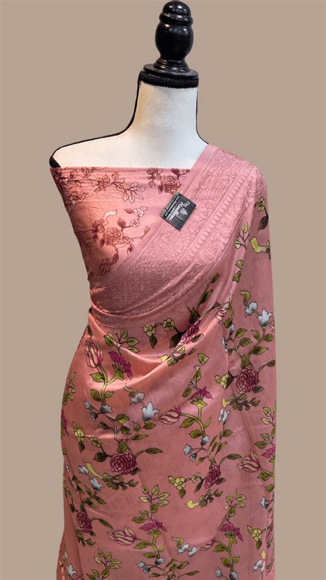 Pure Chanderi Digital Print with Chikankari Handloom Banarasi Saree ...