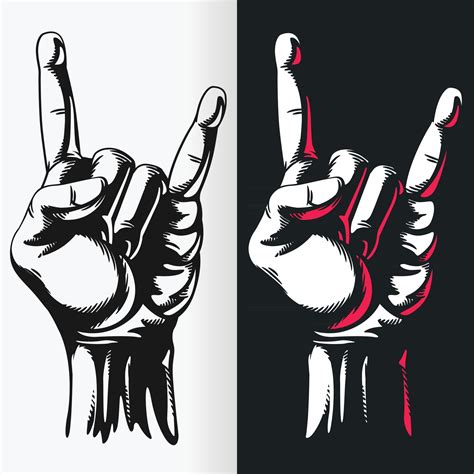 Silhouette Rock n Roll Hand Gesture Sign Stencil Vector Drawing 2503040 ...