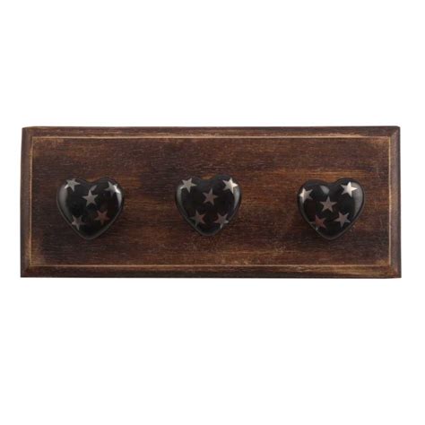 Silver Star Heart Ceramic Wooden Hooks