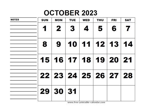october 2023 calendar free printable calendar - october 2023 calendar ...