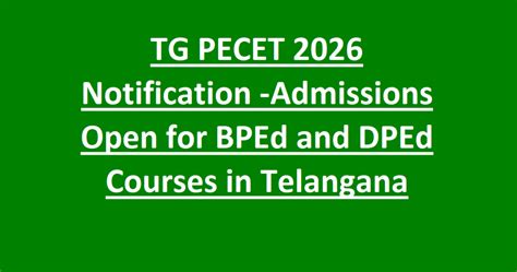 TG PECET 2026 Notification -Admissions Open for BPEd and DPEd Courses ...