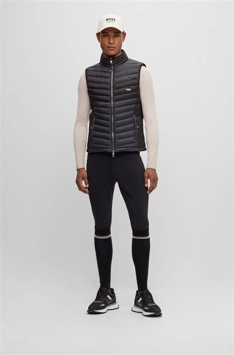 BOSS - Equestrian training polo shirt in power-stretch material - Beige