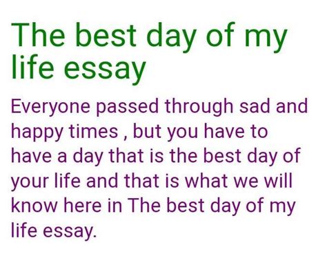 write a diary entry title 'The best day of my life narrating the ...