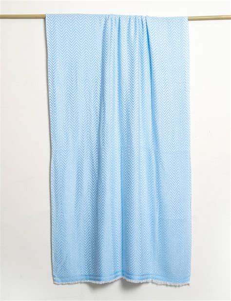 Zig Zag Patterned Super Soft Woolen Muffler | Sky Blue – OMVAI India