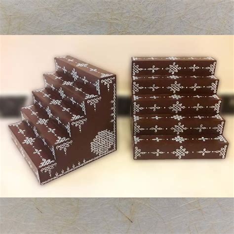 Golu Padi 5 Steps Step Size 4"X4" - Maroon Suitable To Keep Brass And ...