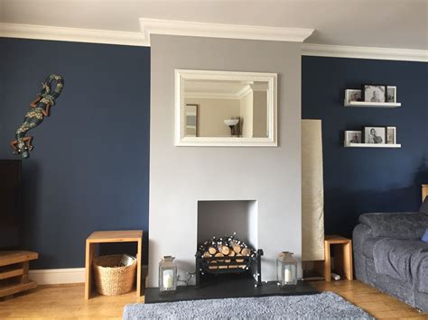 Cosy Grey Living Room, Blue Feature Wall Living Room, Navy Living Rooms ...