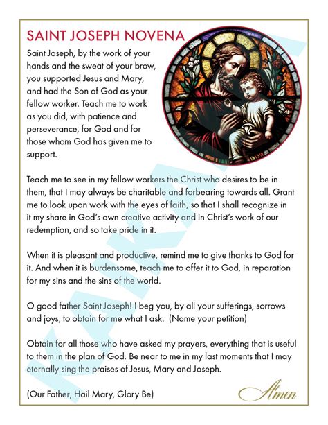 Saint Joseph Novena Prayer Card 4 on a Page - Digital Download ...
