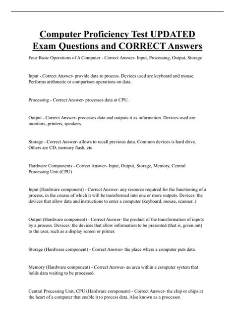 Computer Proficiency Test UPDATED Exam Questions and CORRECT Answers ...