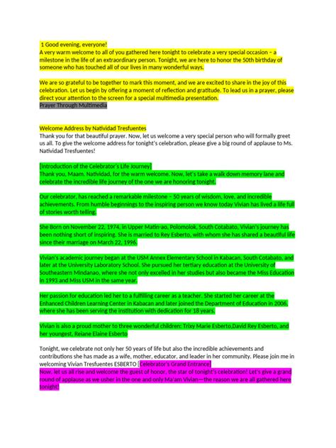 Image result for 50th Birthday Party Program Script