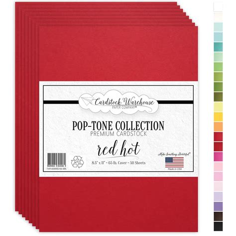 Cardstock Warehouse Pop-Tone Red Hot Cardstock Paper - 50 Sheets, 8.5 x ...
