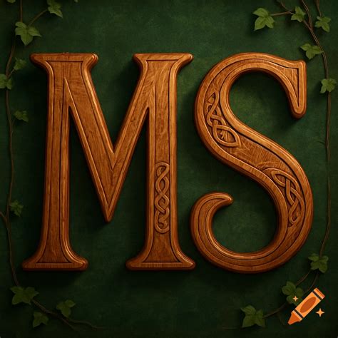 Wooden letters 'MS' with intricate Celtic knot carvings, surrounded by ...