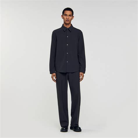 Long-sleeved jersey shirt black / gray for Men | Sandro Paris