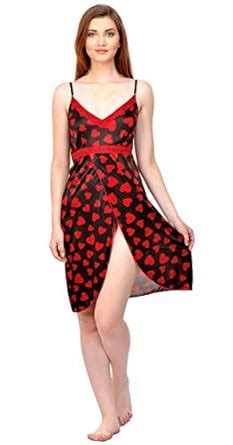 Buy Phalin Women's Printed Satin Babydoll (Size- Free) Multicolour at ...