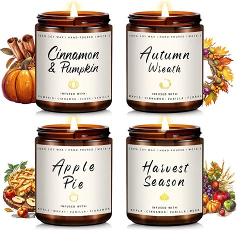 Amazon.com: Auelife Fall Candle Set | 4 Pack Scented Candles for Home ...