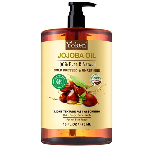 Buy YokenPure Jojoba Oil EWG Verified 16 fl oz, 100% Natural Jojoba Oil ...
