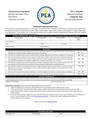 Fillable Online Generic Pharmacist Reinstatement Form Fax Email Print ...