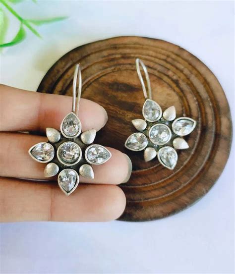 Snowy Petal Hook EARRINGS | Buy Silver Plated Earrings