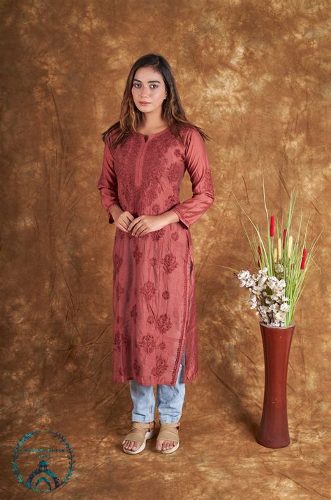 Buy Best Chanderi Lucknowi Chikan Kurta Online In India – Lucknowi ...