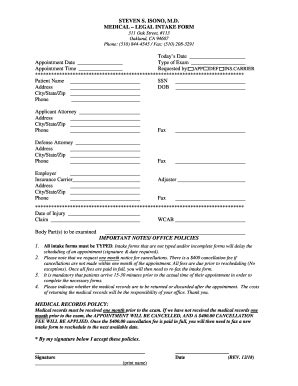 Steven Isono Medical – Legal Intake Form 2018-2026 - Fill and Sign ...