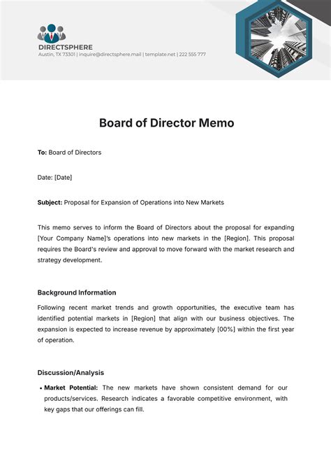 Free Board of Director Charter Document Template to Edit Online