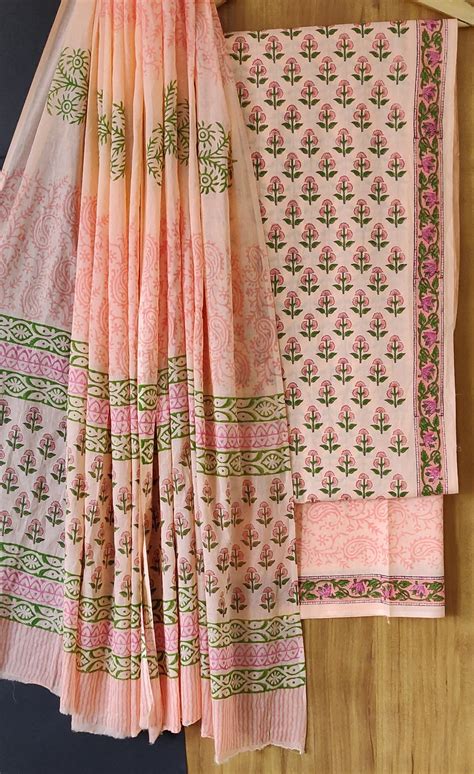 Premium Hand Block Printed Cotton Suit With Cotton Dupatta 10 – Chavi ...