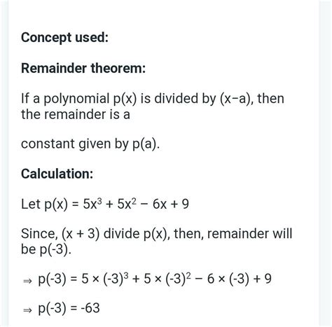 If 5x3 -5x2 + 6x + 9 is divisible by x+3 then find the reminder ...