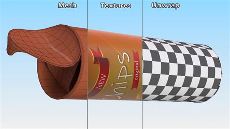 3D Open Potato Chips in Tube Package model | 3D Molier International