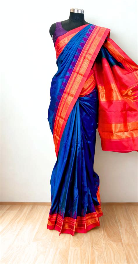 Shop Handwoven Peacock Blue Silk Ilkal Saree Online | AMAAVI – OnlyPaithani