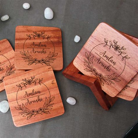 Custom Coasters | Wooden Coasters With Couple Name | Gifts For Couples ...