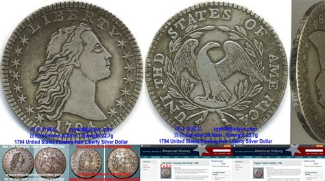Genuine 1794 United States Flowing Hair Liberty Silver Dollar compared ...