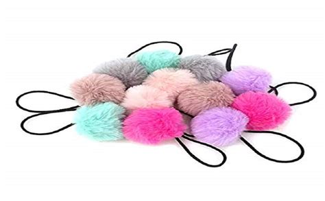 HOME REPUBLIC- 5 PAIR ANY COLOUR Fur Ball with Elastic Hair Ties Pompom ...