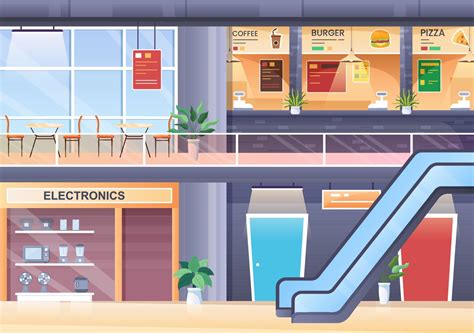 Shopping Mall Modern Background Illustration with Interior Inside ...