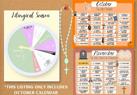 October Saints Feast Day Calendar / Printable Catholic Liturgical ...