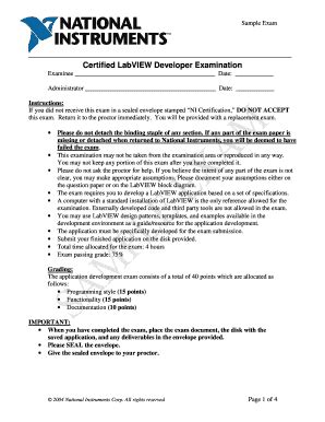 Fillable Online Sample Certified LabVIEW Developer Examdoc Fax Email ...
