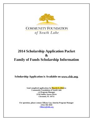 2014 Scholarship Application Packet Doc Template | pdfFiller