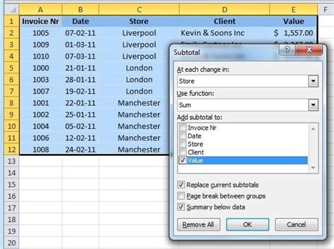 Image result for Subtotal Dialog Box Excel