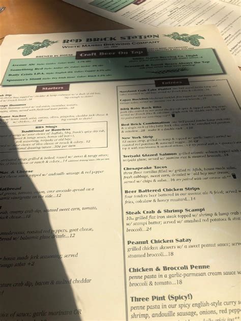 Menu at Red Brick Station pub & bar, White Marsh, Honeygo Blvd