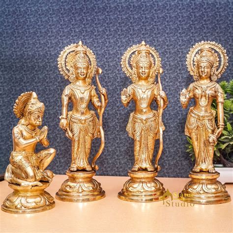 Brass Lord Rama With Family Ram Darbar Sita Laxman Hanuman Statue Idol ...